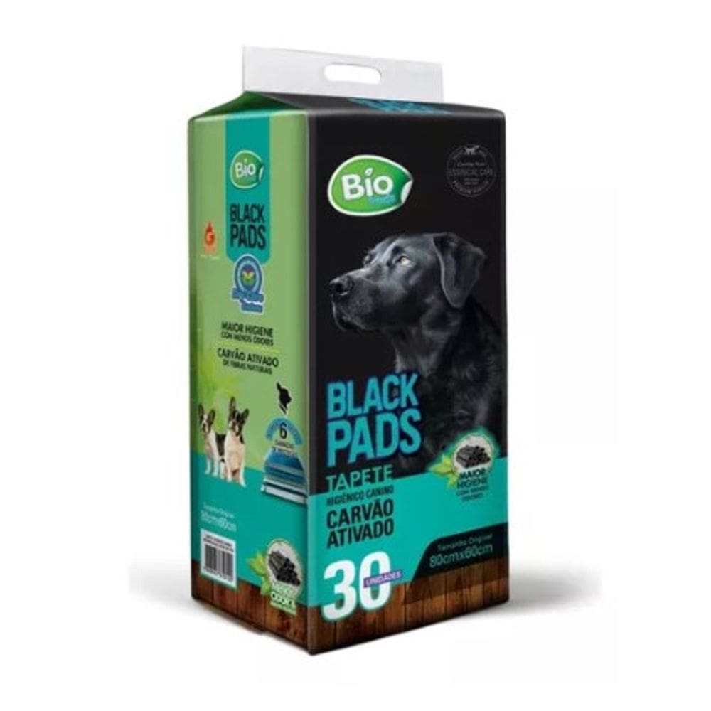 Tapete De Cachorro Black Pads Carvao Ativado 80Cm X 60Cm C/30 Un