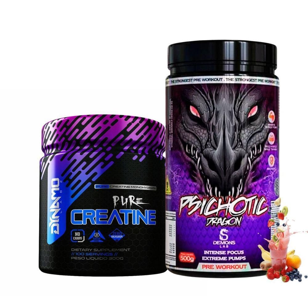 Kit Psichotic Dragon 500G Demons + Creatina Pura 300G Dynamo