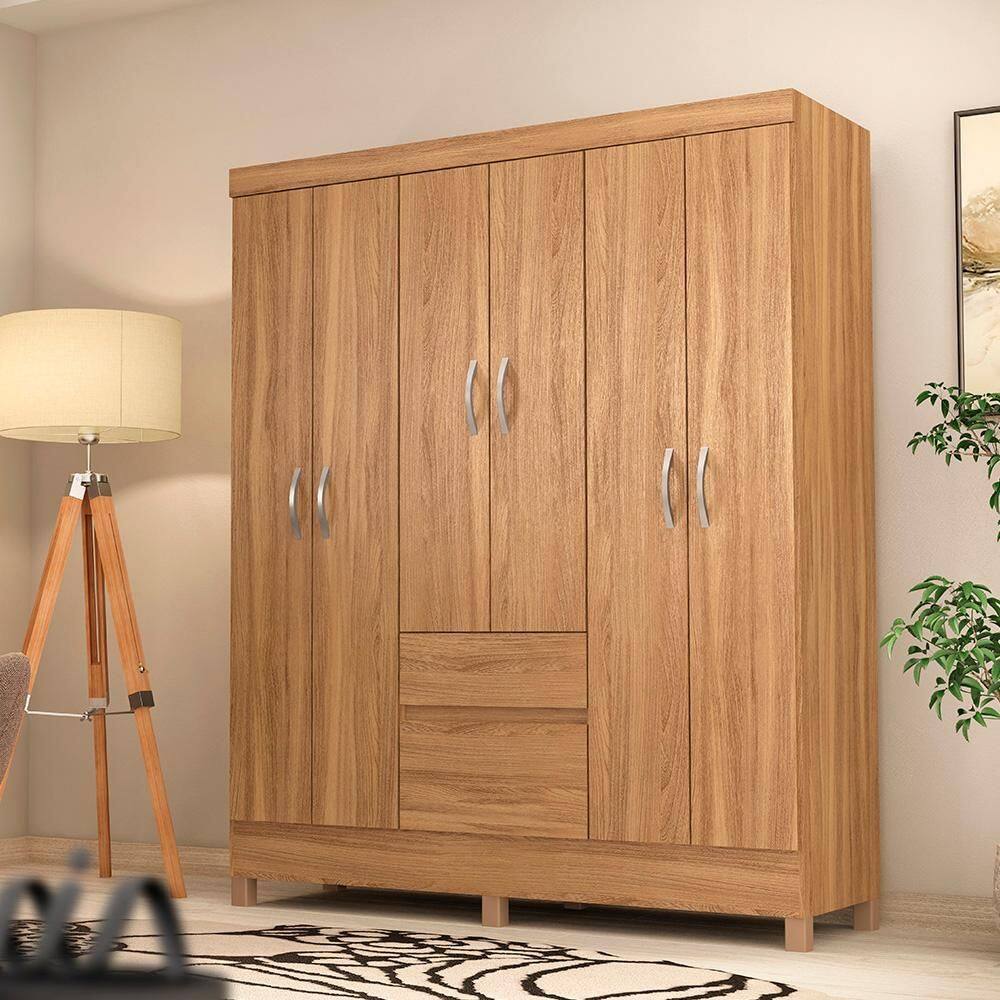 Guarda-Roupa Casal 6 Portas Flash Ll 62920 Amêndola Touch Demóbile Amendola - Marrom