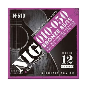 Encordoamento Para Violao Aço 12 Cordas Nig Bronze 85/15 N510 (.010 - .050) - N510