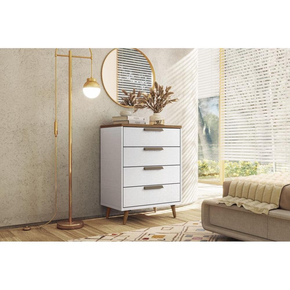 Cômoda 4 Gavetas New Conect Branco/Jatobá - Branco