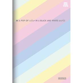 Caderno Pequeno 1/4 Costurado Cristales 32 Folhas Tons Pastel 15x21cm Capa Flexivel Animativa