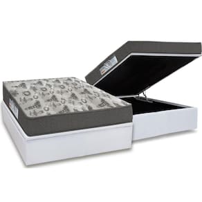 Cama Box Baú Casal: Colchão Espuma D33 Ortobom / EP ISO 100 Ultra Firme + Base CRC Courano White(138x188)