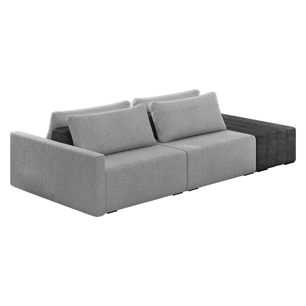 Sofá Ilha 2 Lugares Living 232cm Modulado Sala Lary Bouclê Cinza CL/PU Pto K01 - D`Rossi