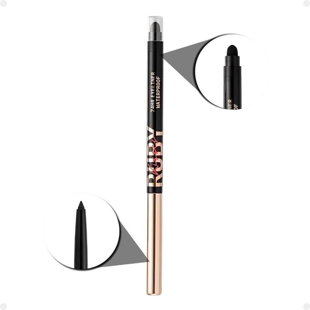 Lápis Retrátil em Gel à Prova D`água Ruby Kisses Blackest Black Re01b