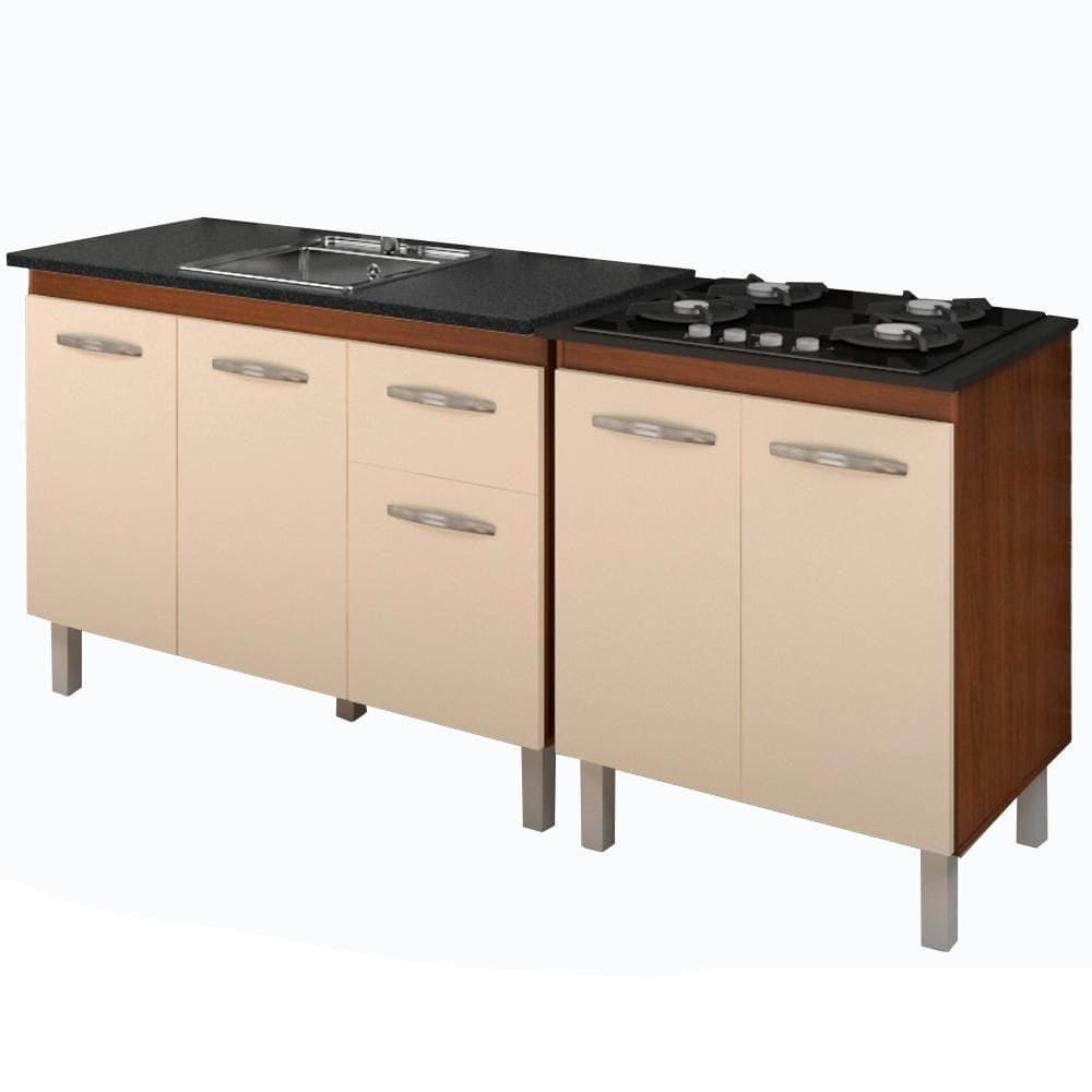 Balcao Pia 120cm E Cooktop 4 Bocas Savana Off White Mobbs Savana Off White