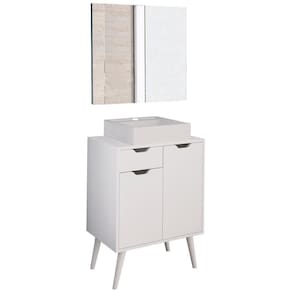 Conjunto 3Peças Para Banheiro Branco Metalizado Tecno Mobili