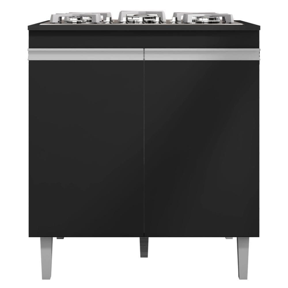 Balcao Com Tampo Cooktop 79 Cm 2 Portas Andreia Preto Reajl Preto