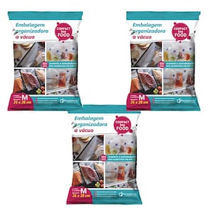 Kit 15 Saco A Vácuo M Organizador Para Alimentos Geladeira Freezer 26x28cm - Paramount