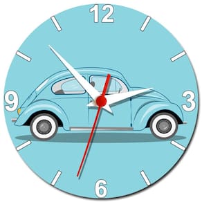 Relógio de Parede Fusca Azul Retro Vintage Decoração