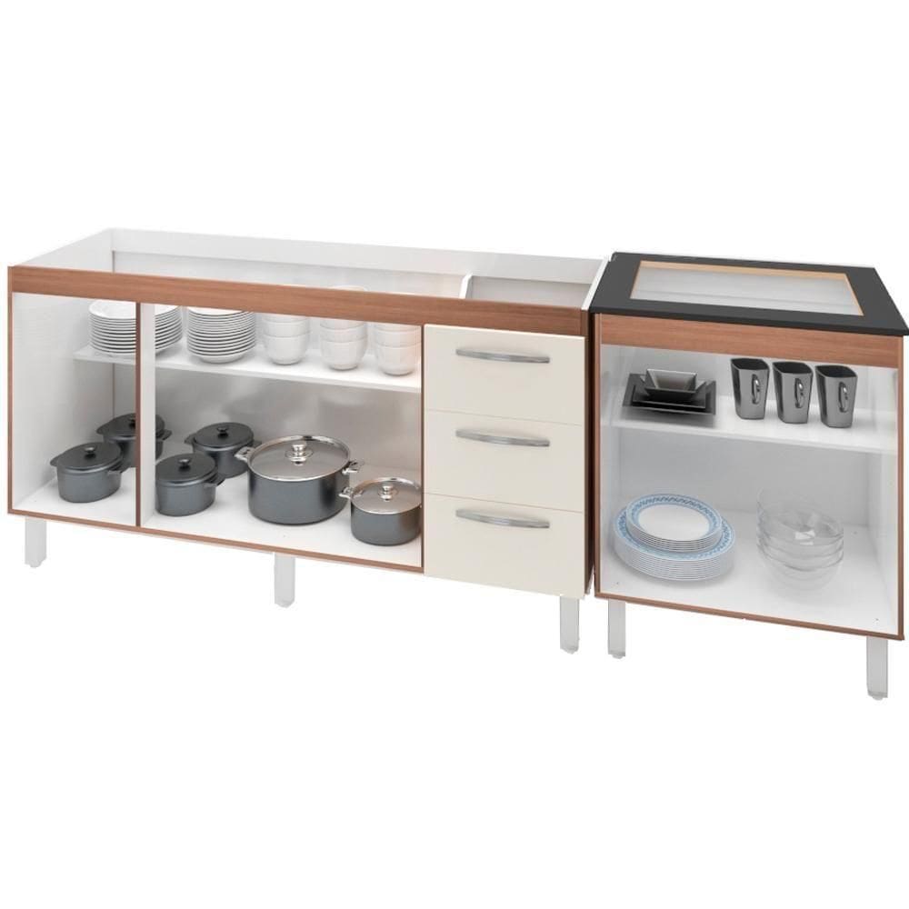 Balcao Pia 150cm E Cooktop 5 Bocas Savana Off White Mobbs Savana Off White