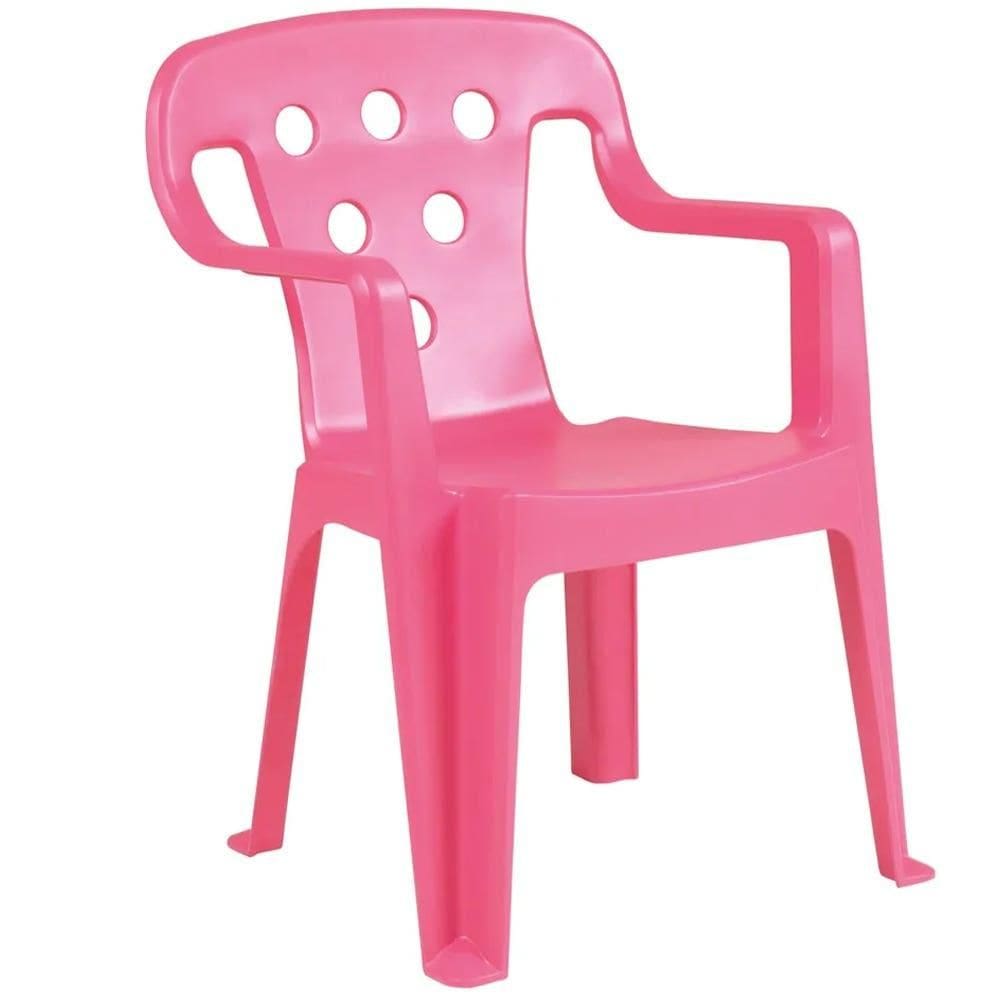 Cadeira Plástica Tipo Poltrona Kids Rosa 15151553 MOR
