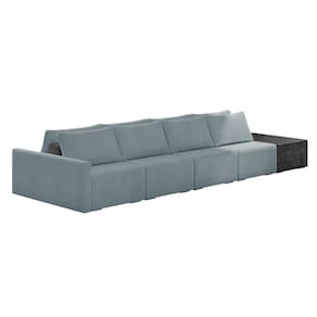 Sofá Ilha 4 Lugares Living 472cm Modulado Sala Lary Bouclê Azul/PU Pto K01 - D`Rossi