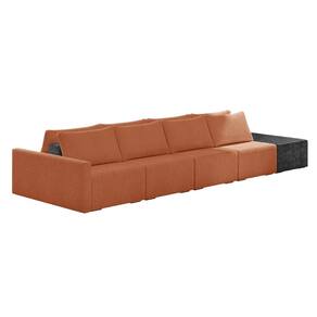 Sofá Ilha 4 Lugares Living 472cm Modulado Sala Lary Bouclê Mostarda/PU Pto K01 - D`Rossi
