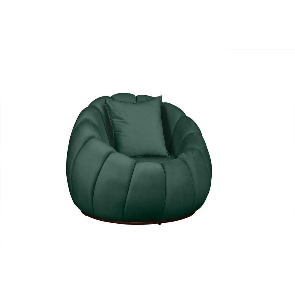 Poltrona Decorativa Concha C/Almofada Veludo Verde - Montanaris Decor