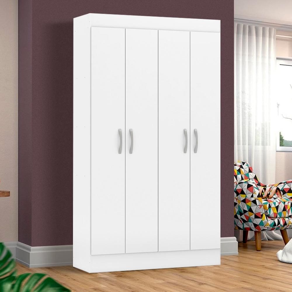Guarda Roupa Pequeno 4 Portas Branco Kobe Shop Jm - Branco