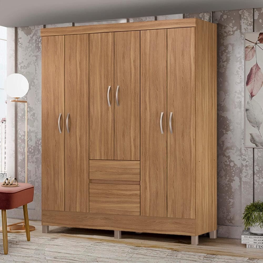 Guarda Roupa Casal Grande Amendola Touch Hugo Shop Jm - Marrom