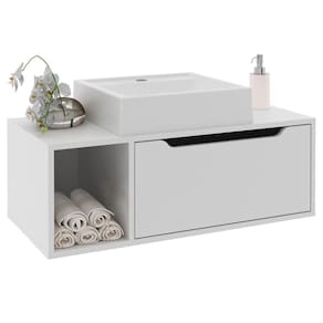 Gabinete 1 Porta Com Cuba Para Banheiro Bn3600x44 Branco