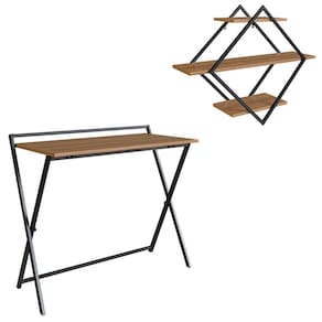 Escrivaninha Dobravel Nicho Losango 62x80 Cm Industrial 22x18 Mell Preto Pp Mell Preto