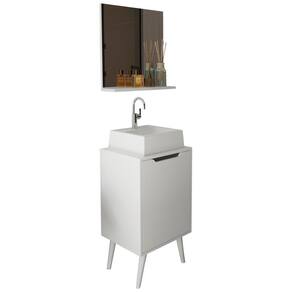 Conjunto Para Banheiro Gabinete Com Cuba Espelheira Branco