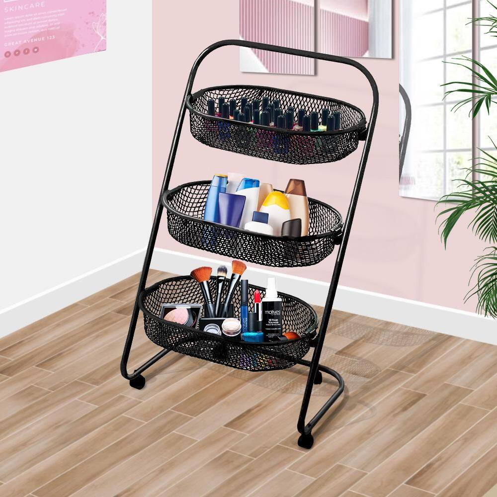 Carrinho De Esmalte 3 Cestos Preto Superutil Metaltec - Preto