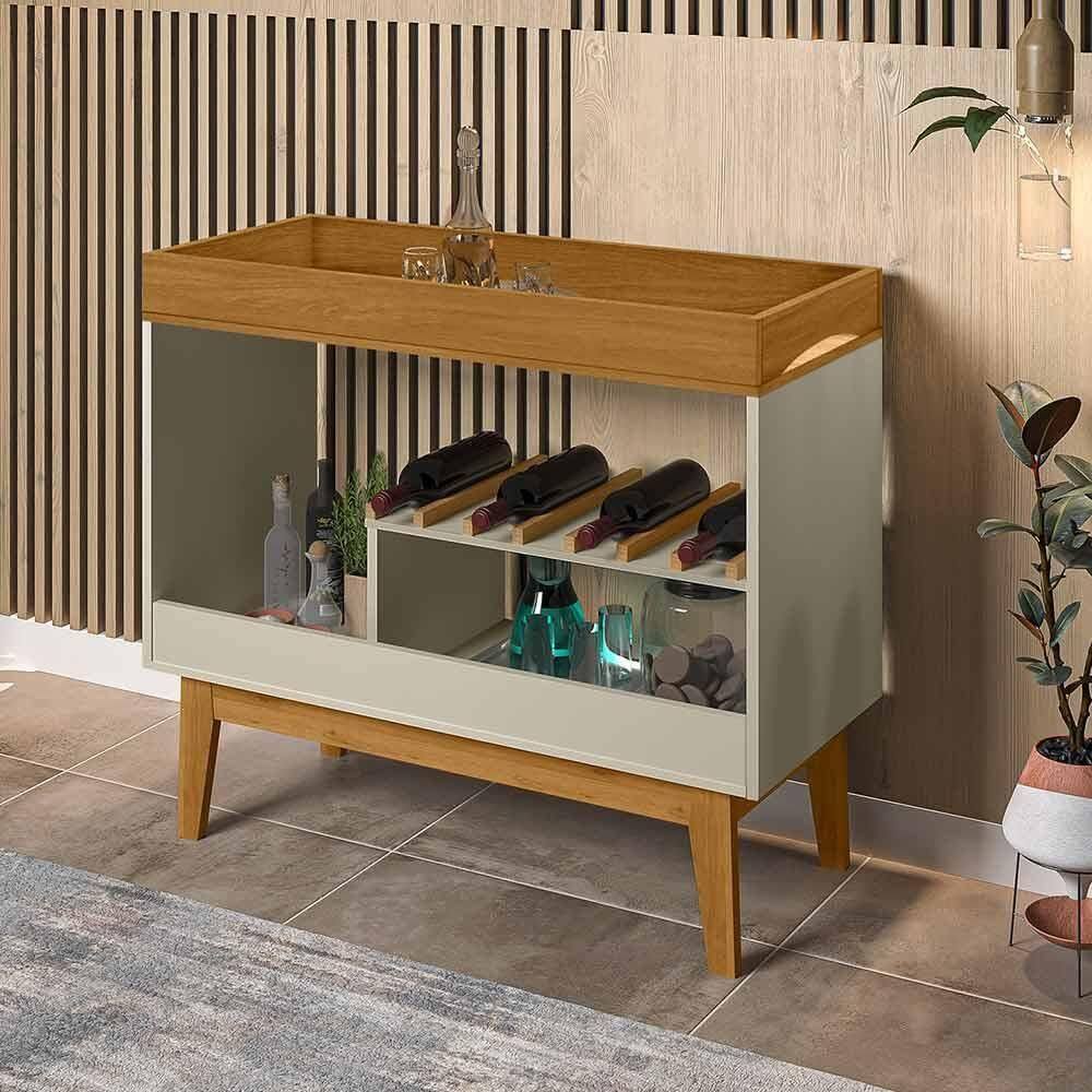 Aparador Bar Com Adega Off White Madeira Dakar Tebarrot - OFF WHITE