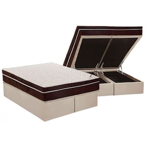 Cama Box Baú Queen: Colchão Anatômico Ortobom Ortopédico Exclusive + Base CRC Suede Clean(158x198)