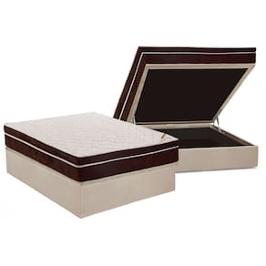 Cama Box Baú Casal: Colchão Anatômico Ortobom Ortopédico Exclusive + Base CRC Suede Clean(138x188)