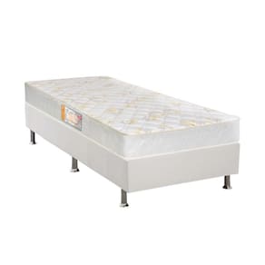 Cama Box c/Auxiliar Solteiro: Colchão Anatômico Castor Sleep Firme + Base CRC Courano White(88x188)