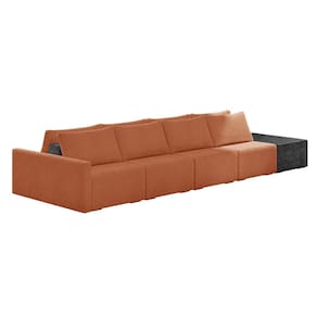 Sofá Ilha 4 Lugares Living 392cm Modulado Sala Lary Bouclê/PU Pto K01 - D`Rossi