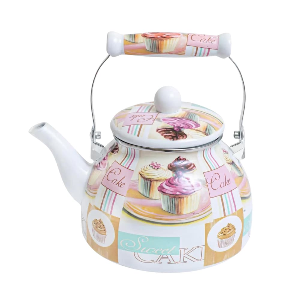 Chaleira Esmaltada Em Ferro Com Tampa e Cabo Em Porcelana Charm 2,5L Italy