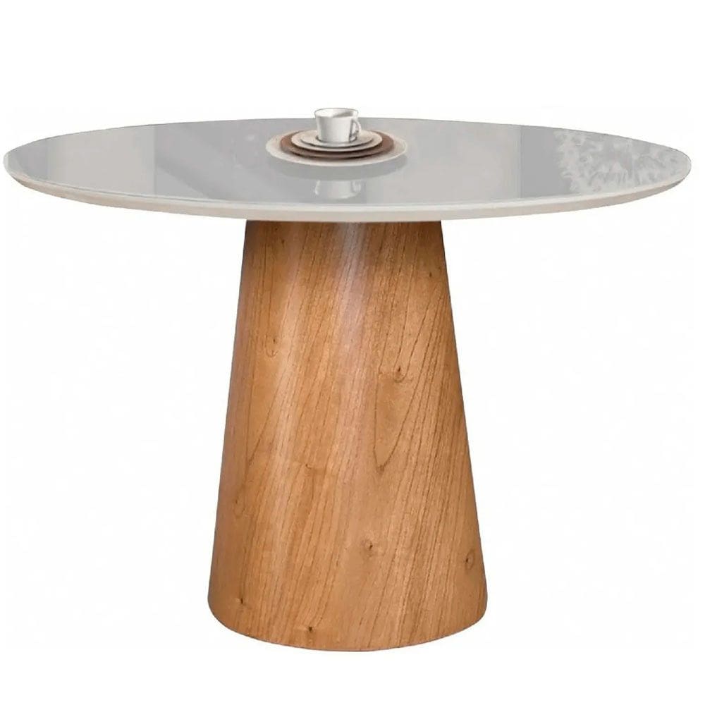 Mesa de Jantar Cone Tampo Laqueado Com Vidro 120cm Facilita Decor