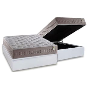 Cama Box Baú Casal: Colchão Molas Ensacadas Anjos MasterPocket Richesse + Base CRC Courano White(138x188)