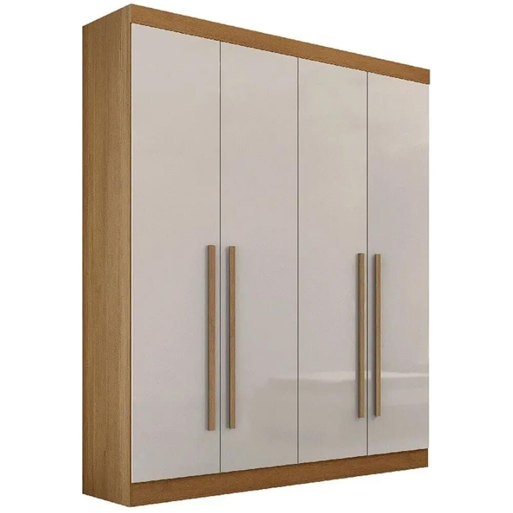 Guarda Roupa Da Vinci Casal 4 Portas 3 Gavetas D Doro Cinamomo Off White