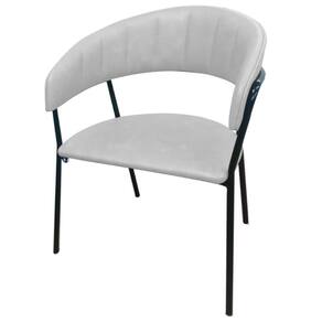 Cadeira com Braços Maraú PSG Móveis Estofada Poliuretano PU Branco com Base Aço Preto
