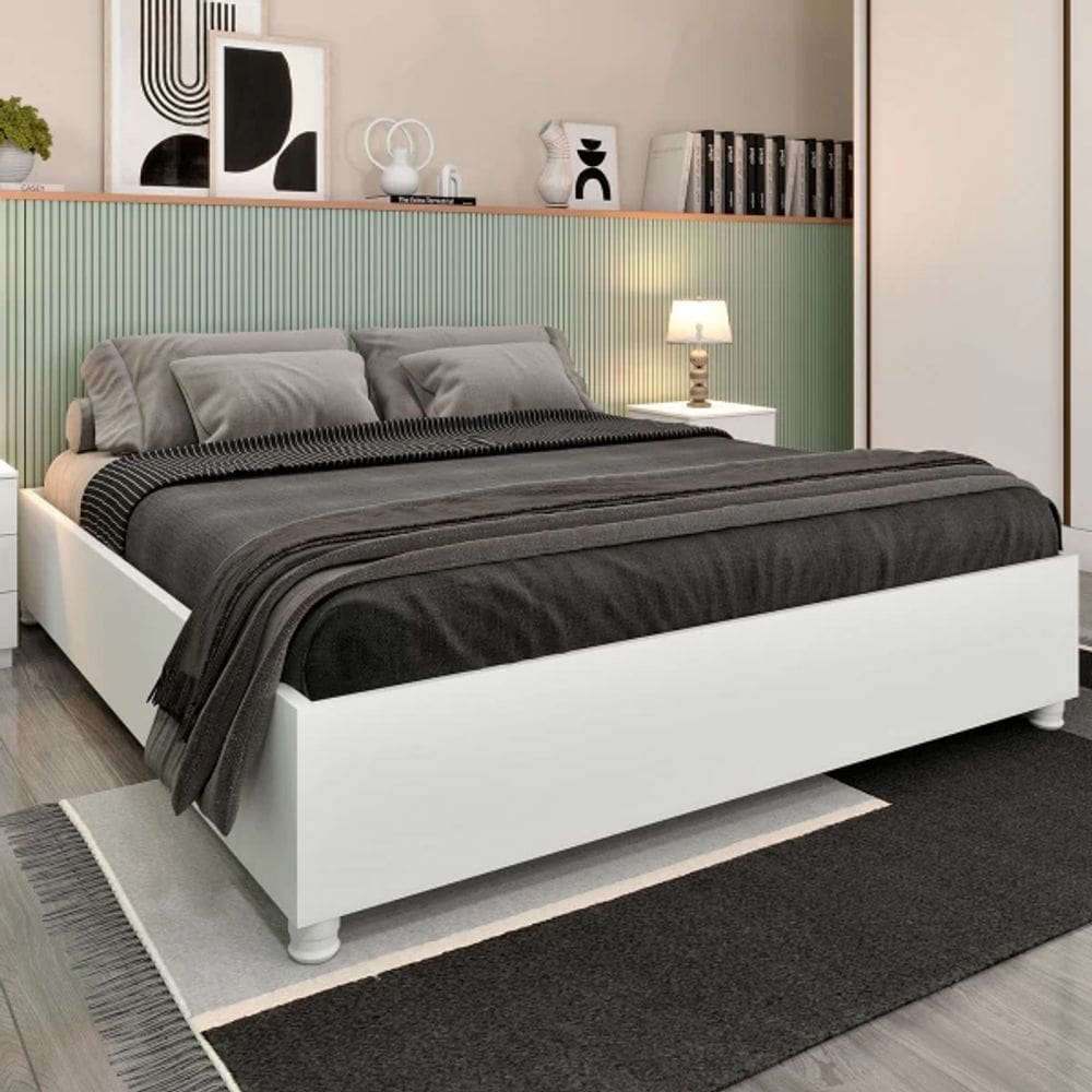 Cama Box Casal Queen - Tcil Móveis - Neve