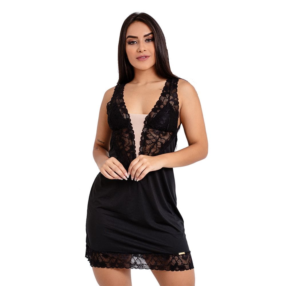 Camisola em Renda Luxo Jaqueline Preto