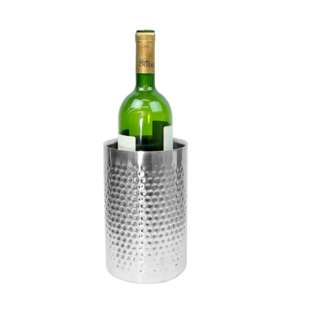 Balde Resfriador De Vinho Com Parede Dupla De Inox Martelado