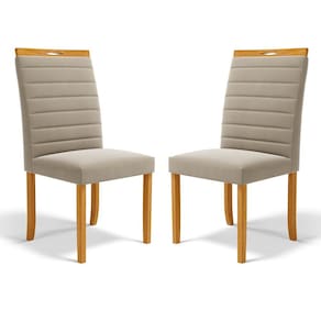 Kit Com 2 Cadeiras Sara Madeira Maciça Estofadas Para Mesa De Jantar