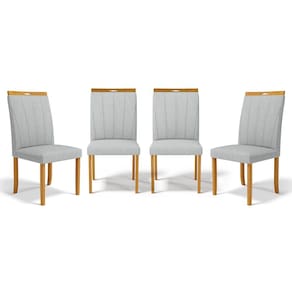 Kit Com 4 Cadeiras Aurora Madeira Maciça Estofadas Para Mesa De Jantar