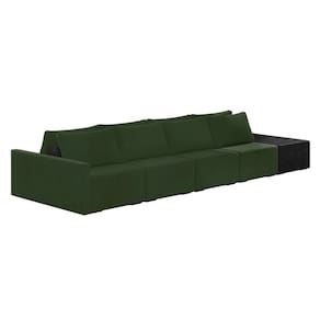 Sofá Ilha 4 Lugares Living 432cm Modulado Sala Lary Veludo Verde/PU Pto K01 - D`Rossi