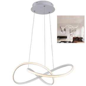 Lustre Pendente LED 3000K Perfil Arco Infinito Iluminaçao Recepçao Hall de Entrada Hotel Residencial Comercial Ambiente