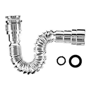 Sifao Sanfonado Universal Extensivel Plastico Cromado 1, 1.1/4 e 1.1/2 Tanque Cozinha Lavatorio JED
