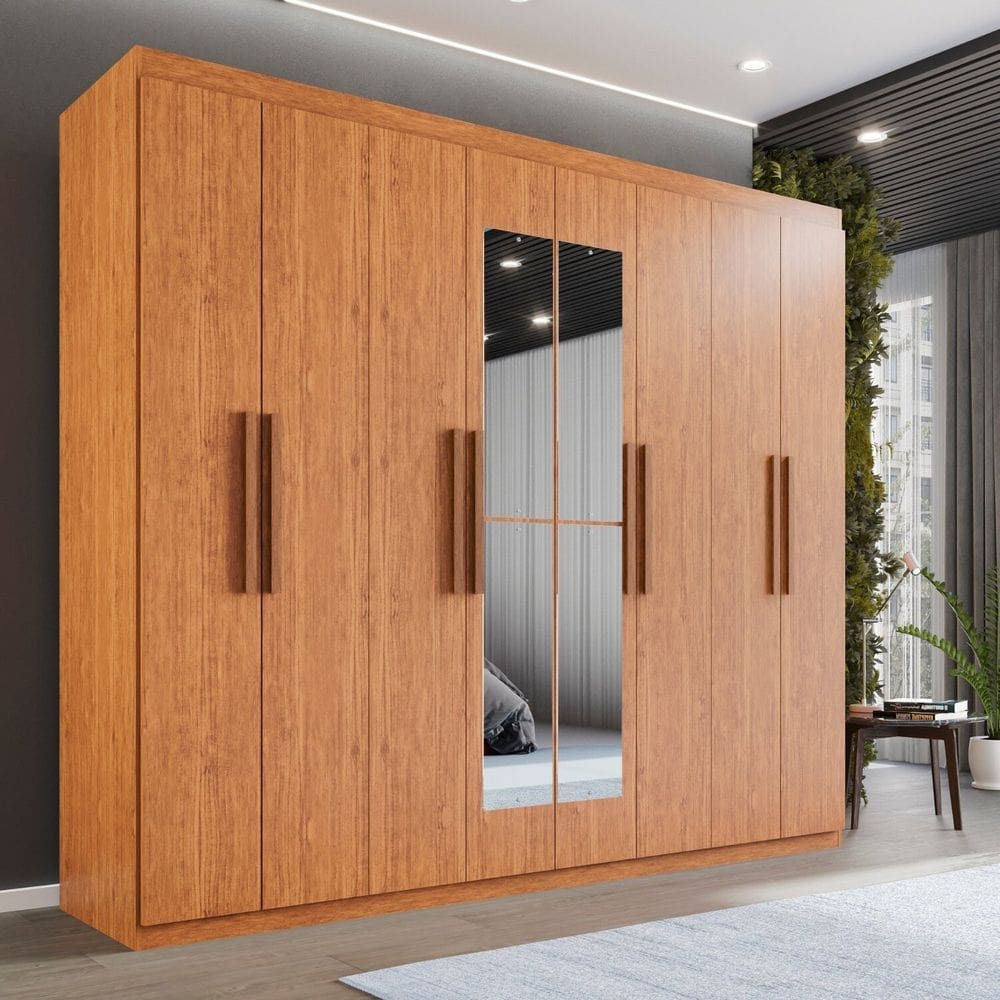Guarda-roupa Casal 8 Portas 4 Gavetas com Espelho Montreal Cinamomo