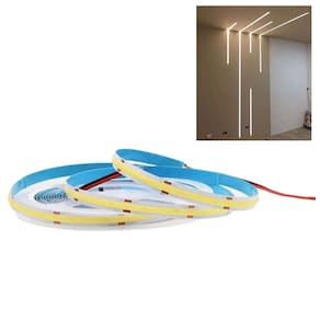 Fita LED COB 4000K 12v 5 Metros IP20 18w Teto Rebaixado Perfil Gesso Sanca Residencial Comercial Iluminaçao Interno Externo