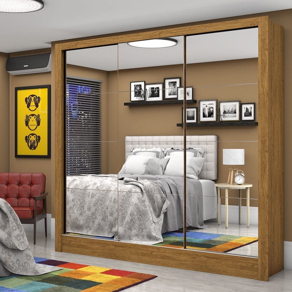 Guarda-roupa Casal 3 Portas com Espelho Santiago Premium Espresso Móveis Cinamomo
