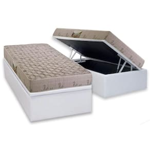 Cama Box Baú Solteiro: Colchão Espuma Herval D33 Cannes + Base CRC Courano White(88x188)