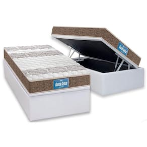 Cama Box Baú Solteiro: Colchão Espuma Probel D33 / EP Guarda Costas PróIntense Plus Double Face + Base CRC Courano White(88x188)
