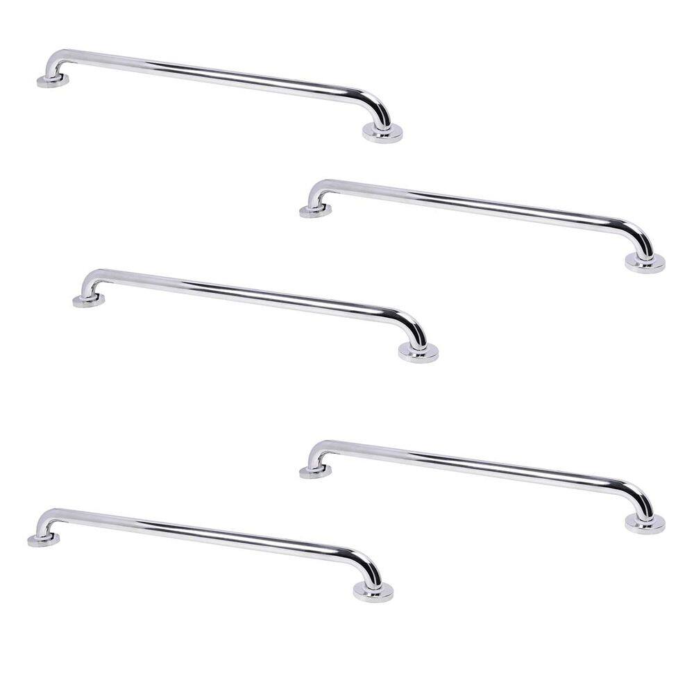 Alça de Apoio Inox Barra 80cm Kit 5 Uni Acessibilidade Idoso Deficiente Cadeirante Box Banheiro Suporte Corrimao Segurança