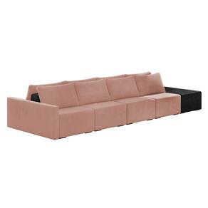 Sofá Ilha 4 Lugares Living 512cm Modulado Sala Lary Veludo/PU Pto K01 - D`Rossi